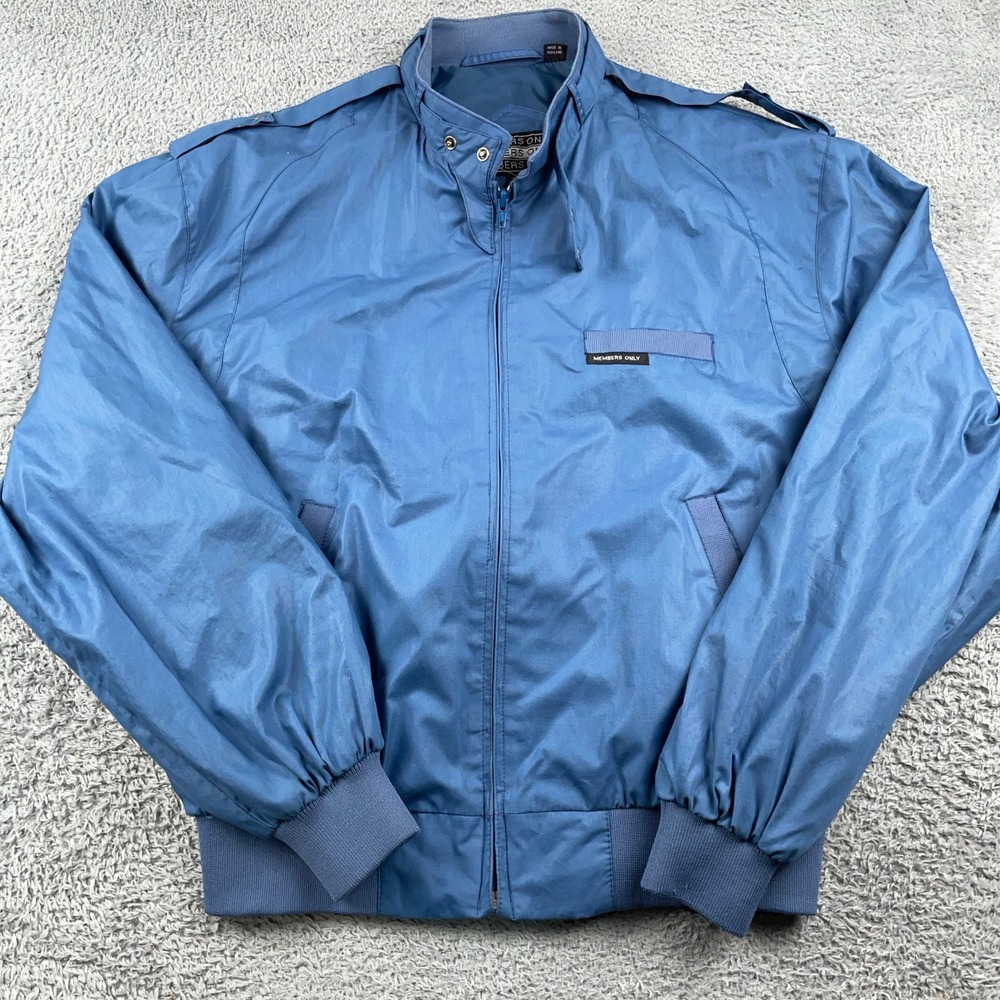 VTG Members Only Jacket Mens 44 Blue Iconic Racer Bomber Full Zip Lightweight